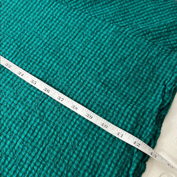 Ichi Antiquities OSFM Gingham Check V Neck Sleeveless Linen/Cotton Green Dress - Picture 9 of 11